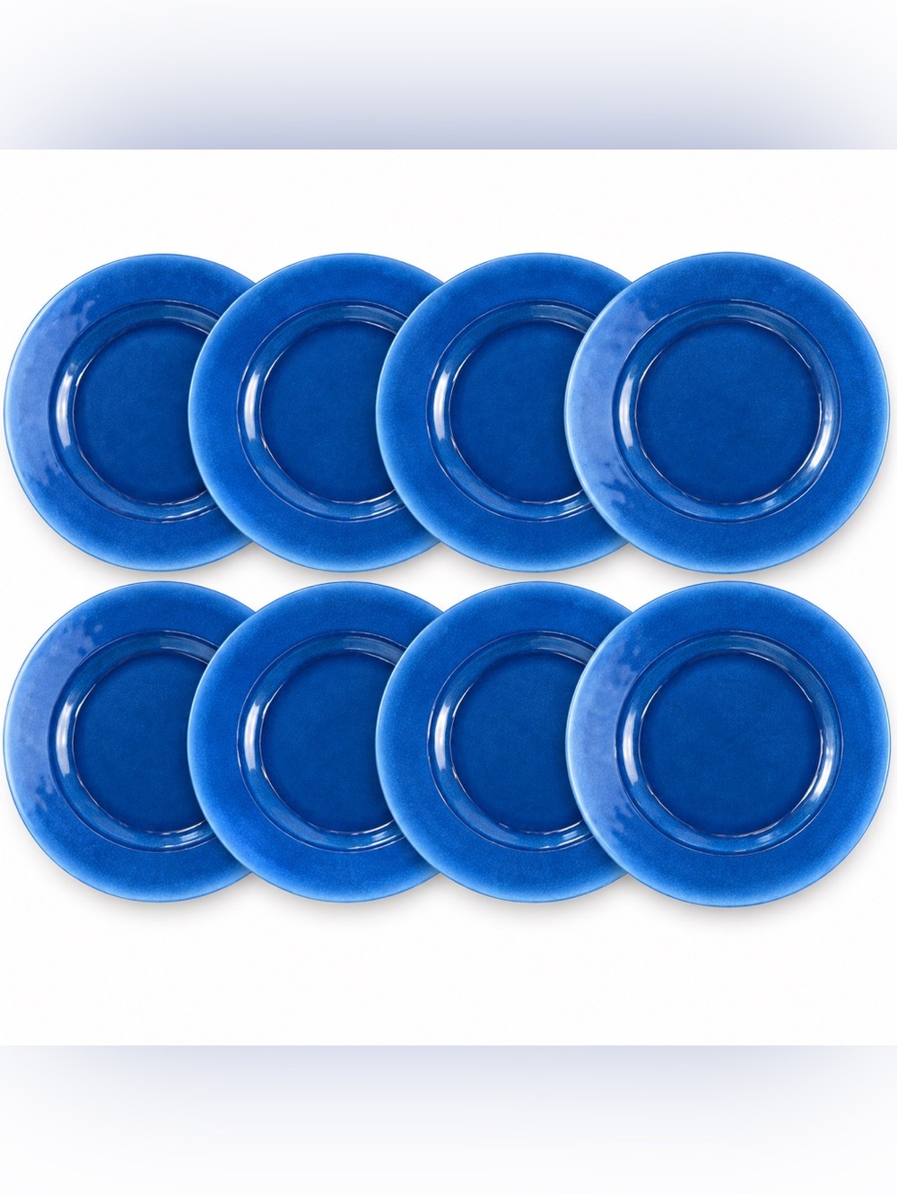 Sur La Table Cobalt Blue Crackle Melamine Dinner Plates 11” Set of 8 Outdoor